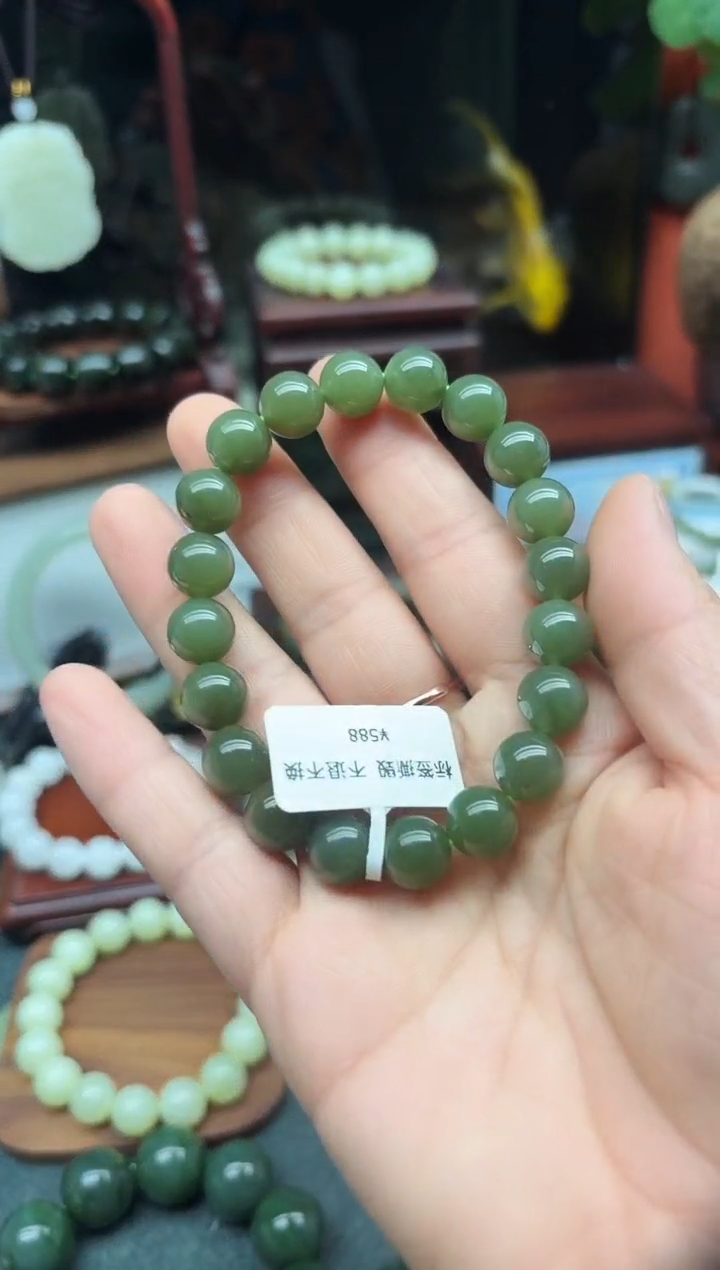 未镶嵌手链和田玉10MM  青黄口圆珠