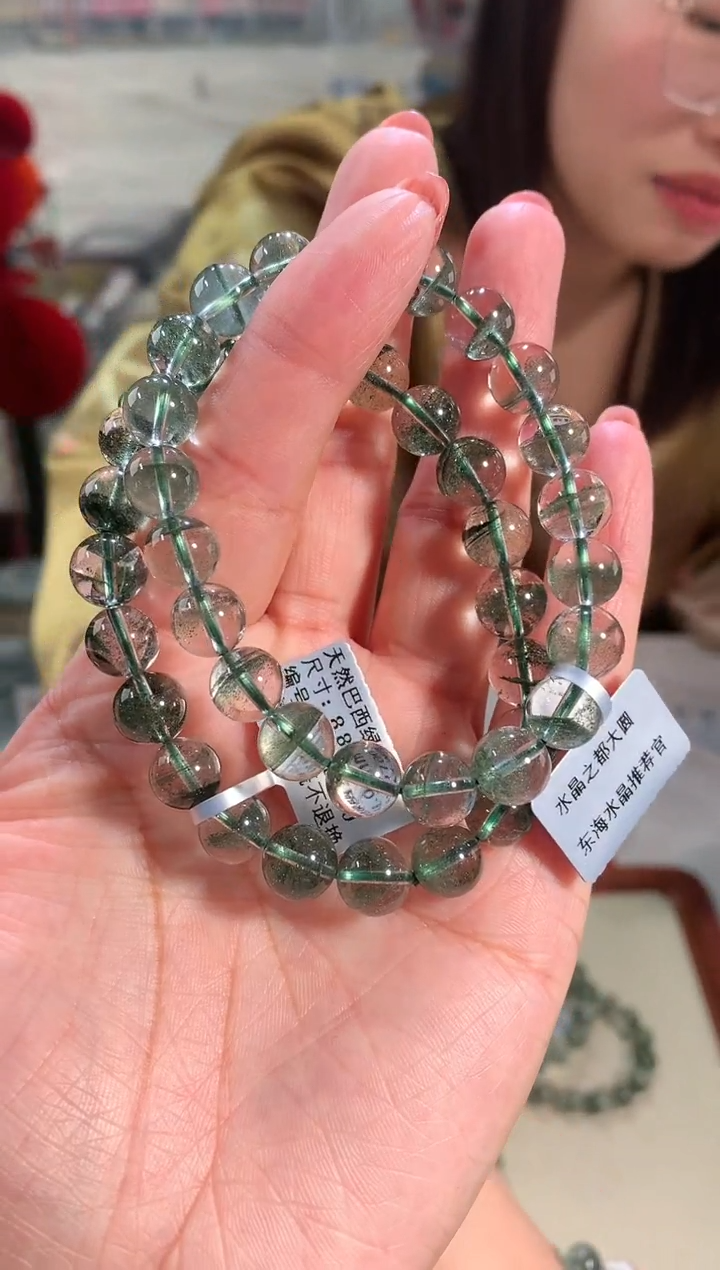 【闪购商品】水晶手链未镶嵌9mm绿幽灵千层手链多样性发其一