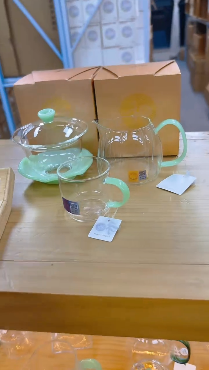 禾器-倾妍茶海-浅玉色+禾器禅语盖碗浅玉+禾器-逸杯1个装-浅玉