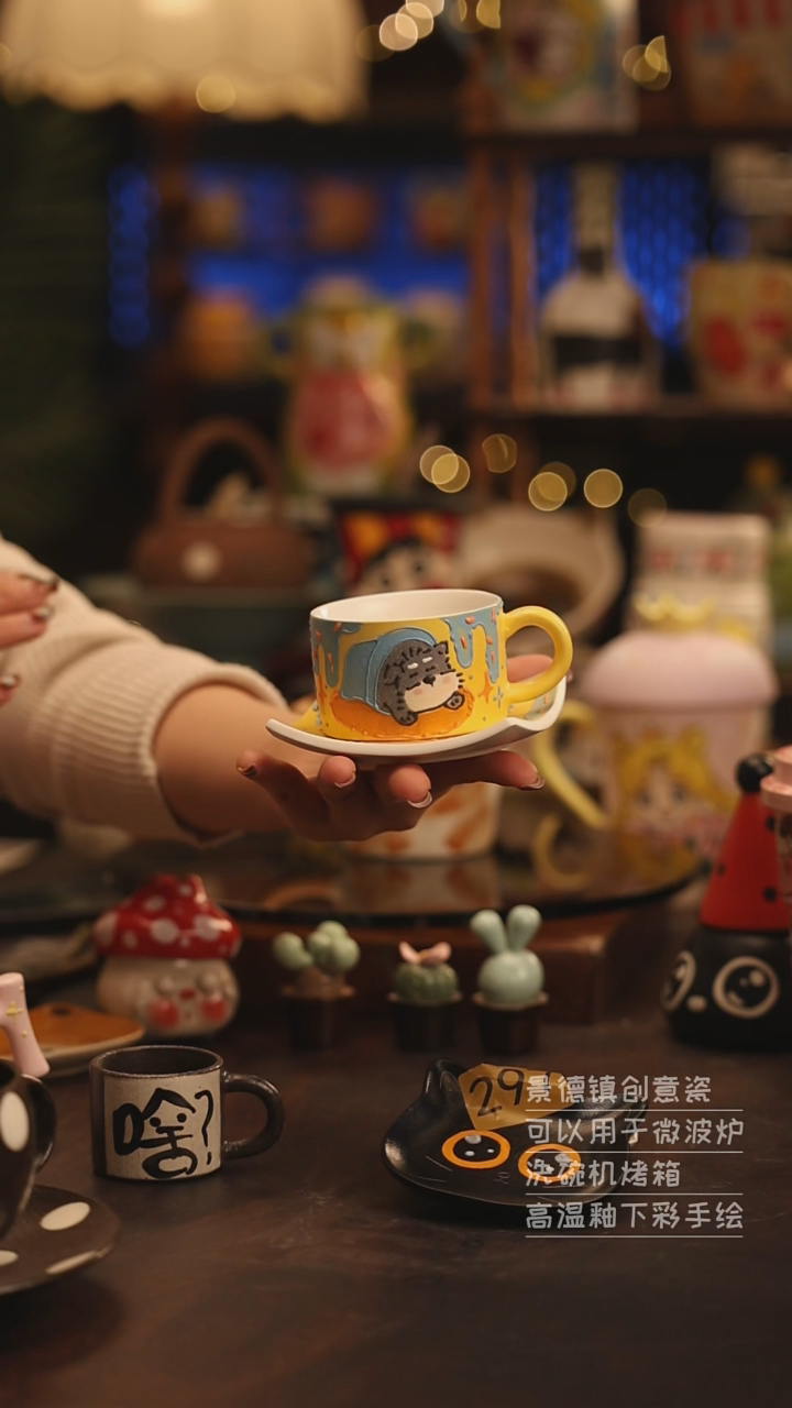 陶瓷景德镇可爱陶瓷釉下彩绘设计师款