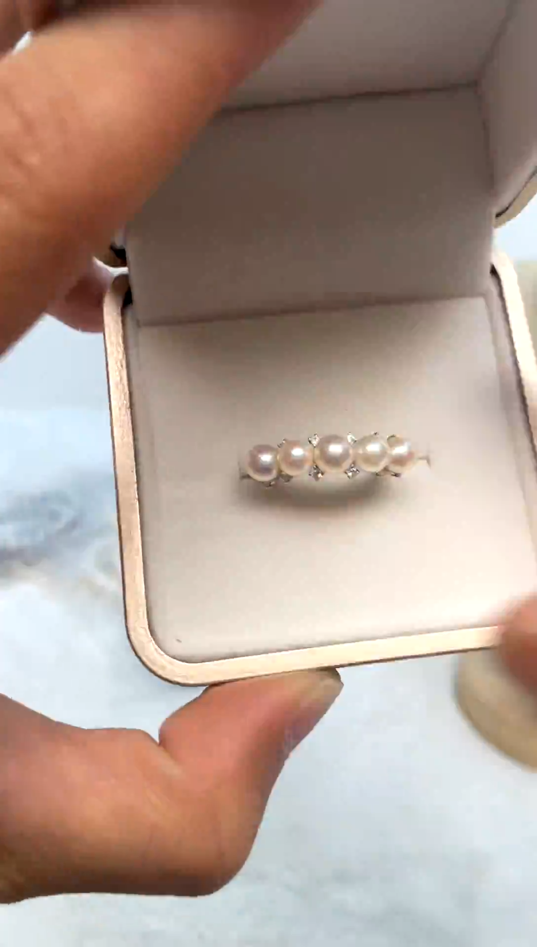 银S925镶嵌戒指海水珍珠5-6