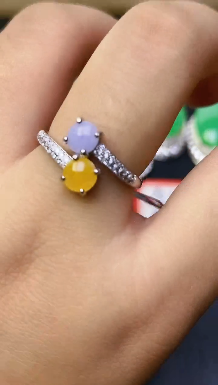 翡翠戒指银S925镶嵌百内无证书