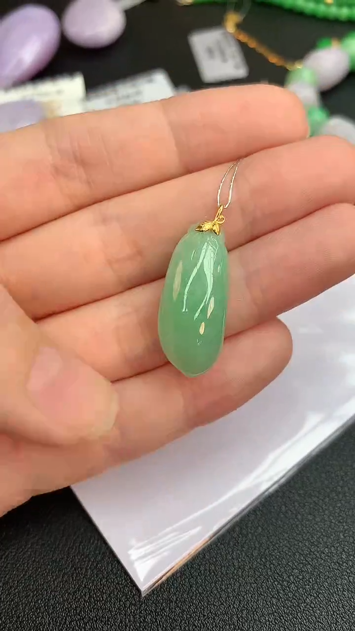 【闪购商品】翡翠颈饰18K金镶嵌赠礼盒证书  敏