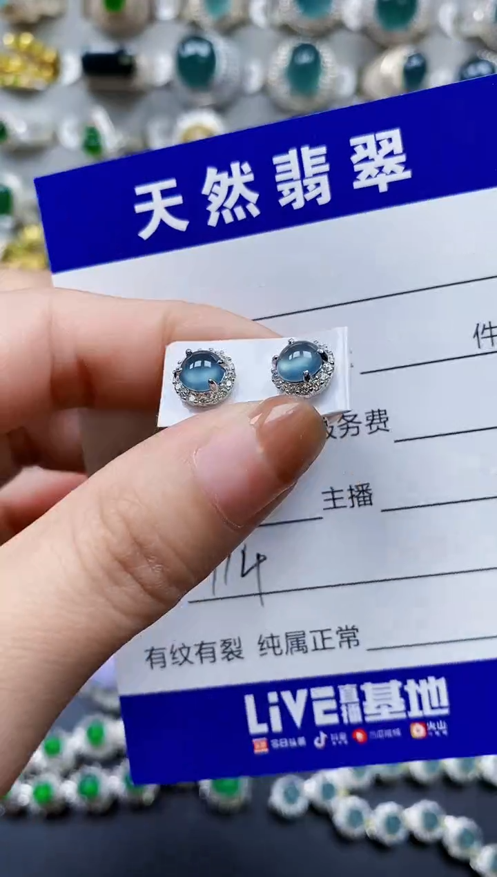【闪购商品】翡翠银S925镶嵌耳饰0114