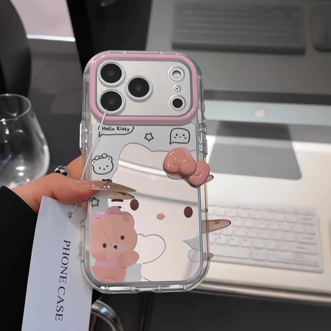 适用iPhone17promax可爱Kitty镜面手机软壳苹果17Air新款17plus