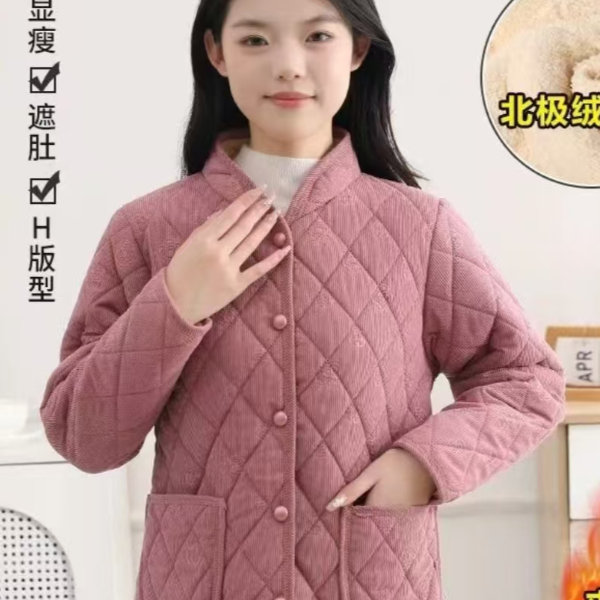 中老年女装冬季中老年妈妈短棉服加厚轻便外套防风百搭