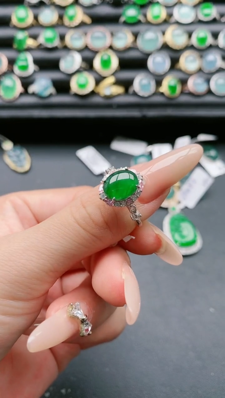 【闪购商品】翡翠戒指银S925镶嵌11111