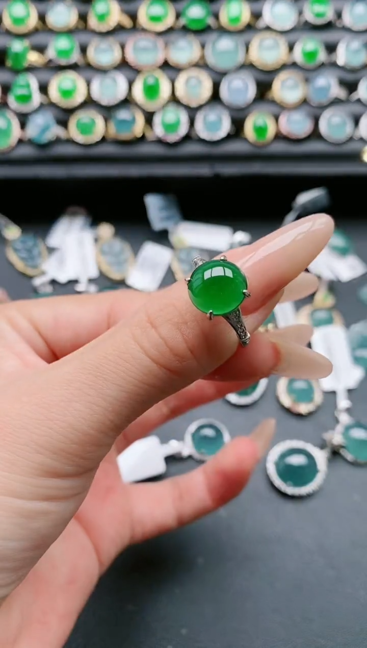 【闪购商品】翡翠戒指银S925镶嵌1111111