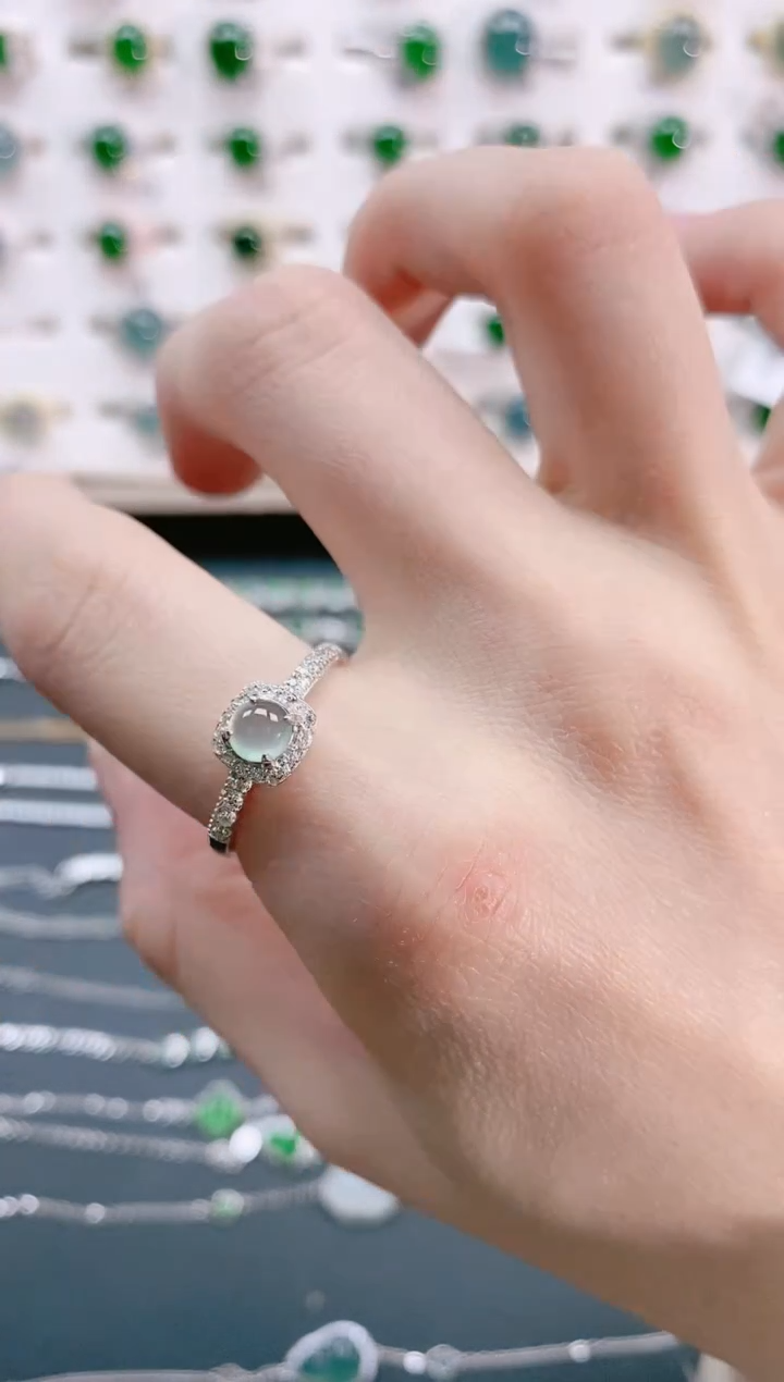 【闪购商品】翡翠戒指银S925镶嵌天然翡翠