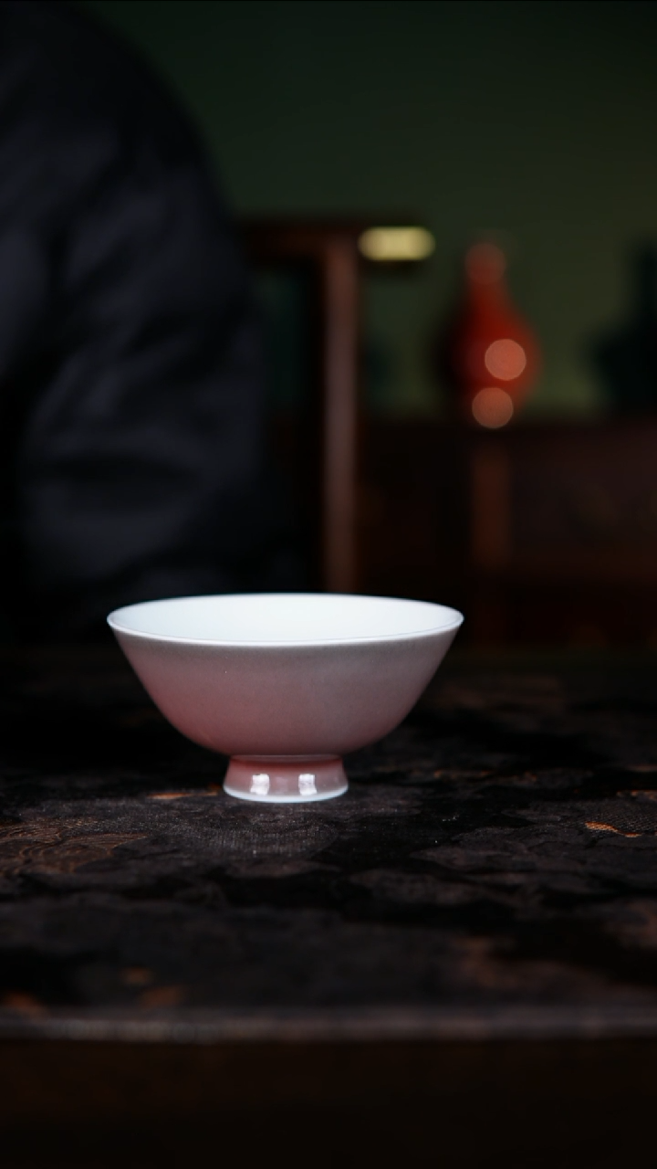 杯子白泥?****?高温铜红釉豇豆红