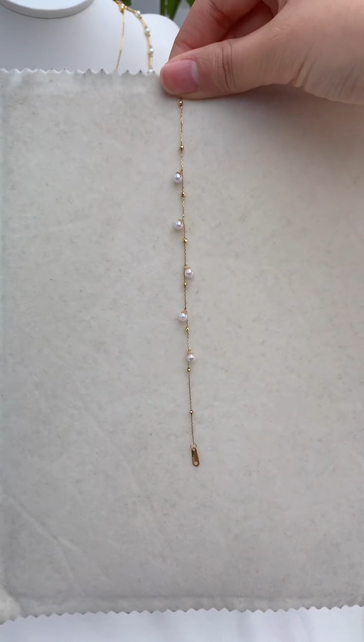 【闪购商品】海水珍珠手绳18K金镶嵌3-4极光手链