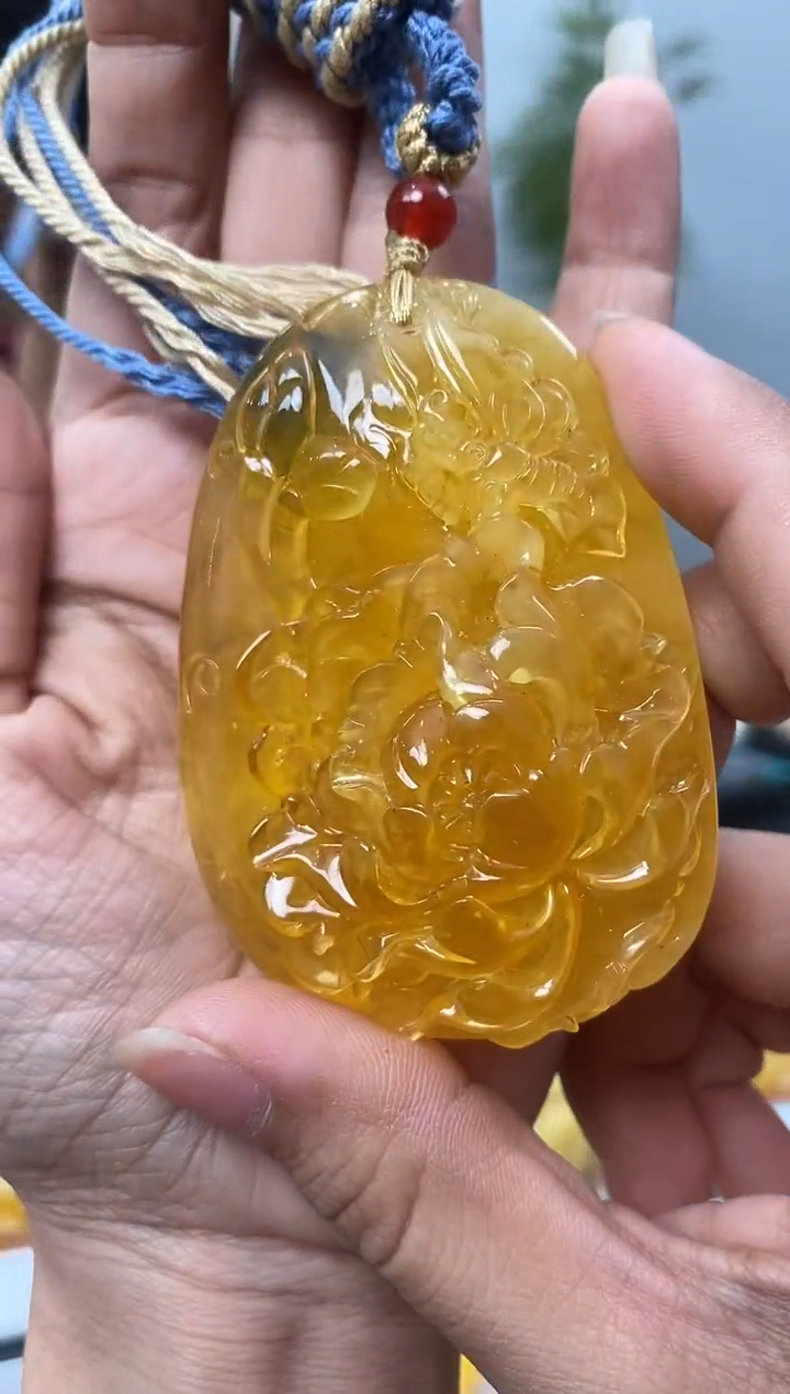 【闪购商品】琥珀裸石未镶嵌天然琥珀蜜蜡牡丹花