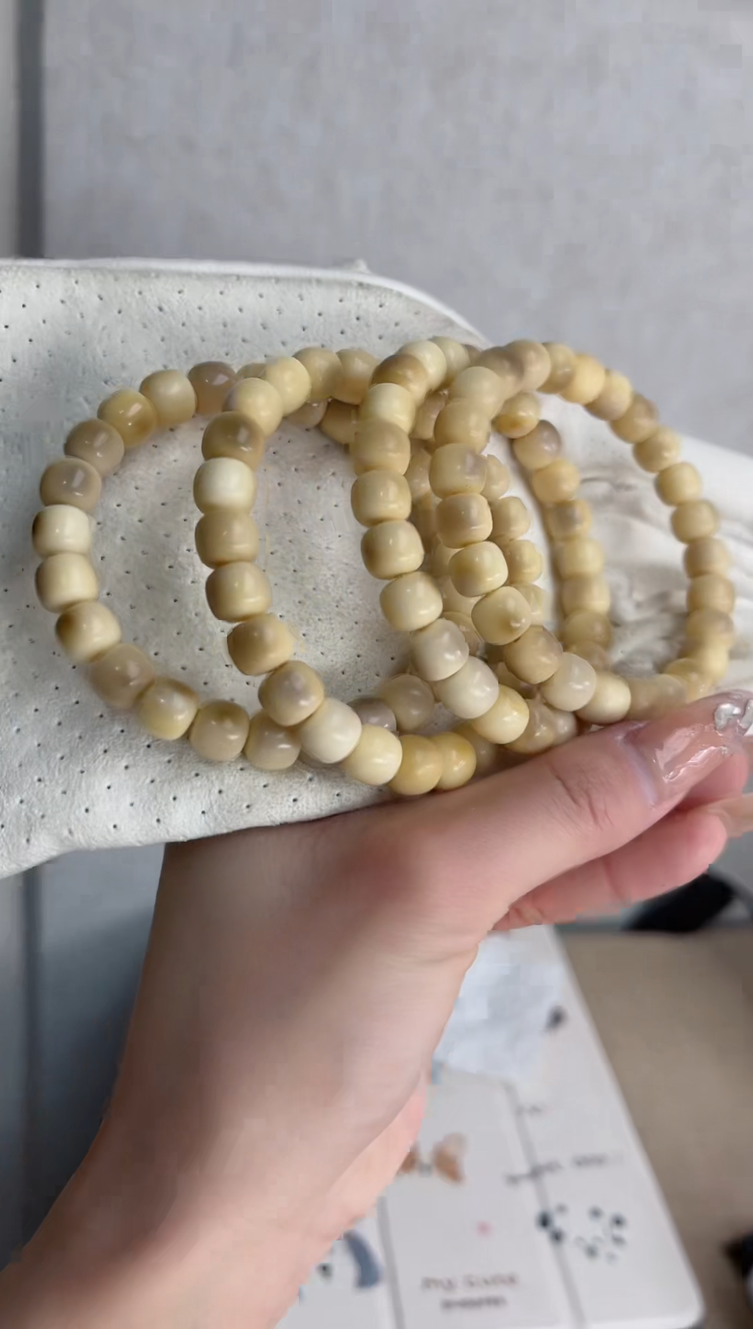 【闪购商品】菩提根/象牙果手串M708白玉菩提马卡龙桶珠8*9mm