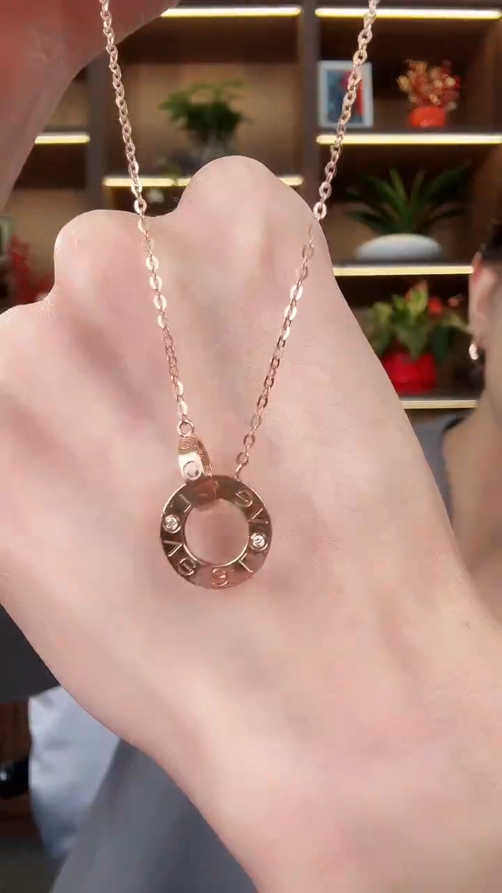 套链钻石18K金镶嵌18K金钻石双环套链