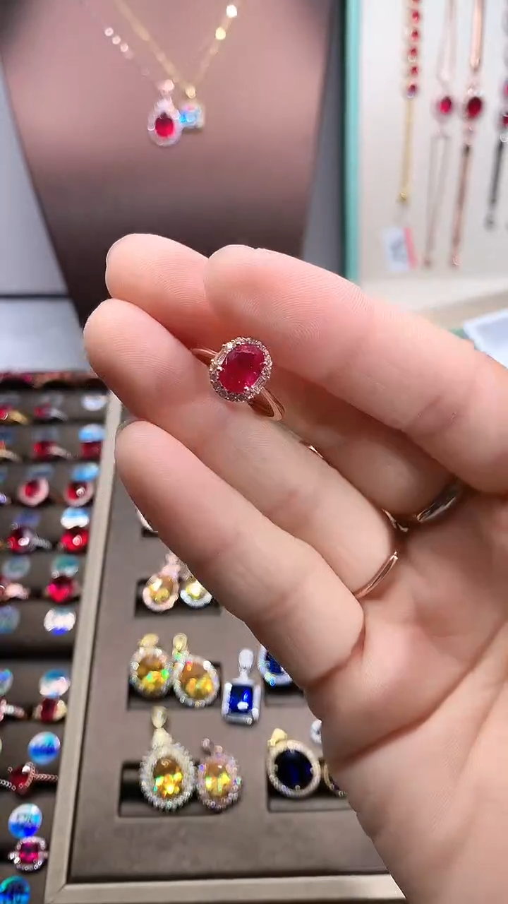 【闪购商品】红宝石戒指银S925镶嵌玫瑰金6.8