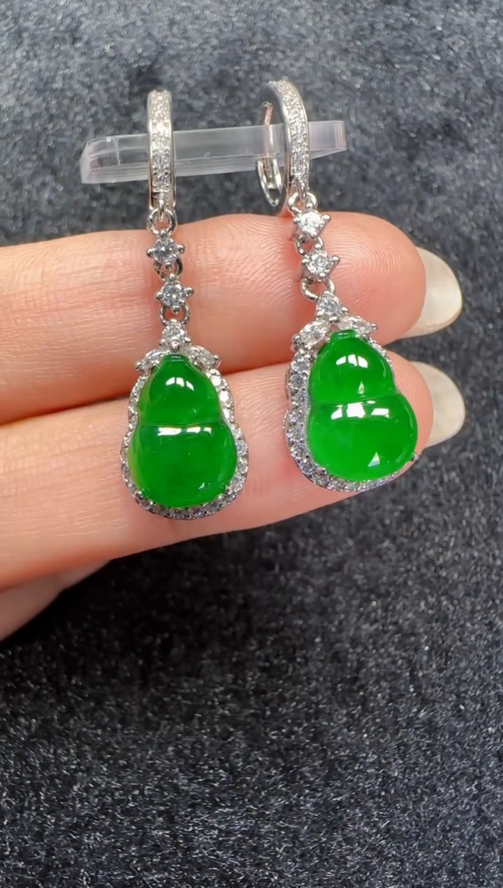 未镶嵌定制翡翠翡翠耳环17