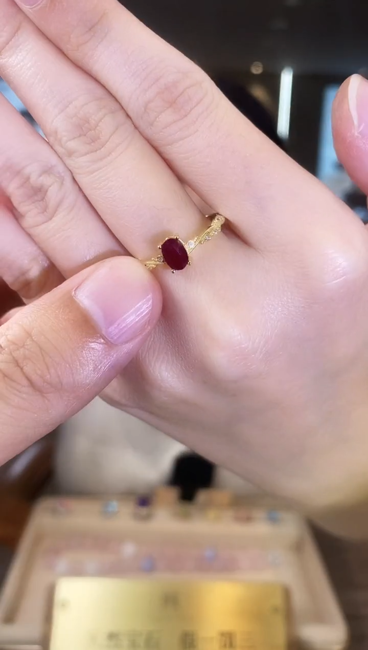戒指银S925镶嵌红宝石09