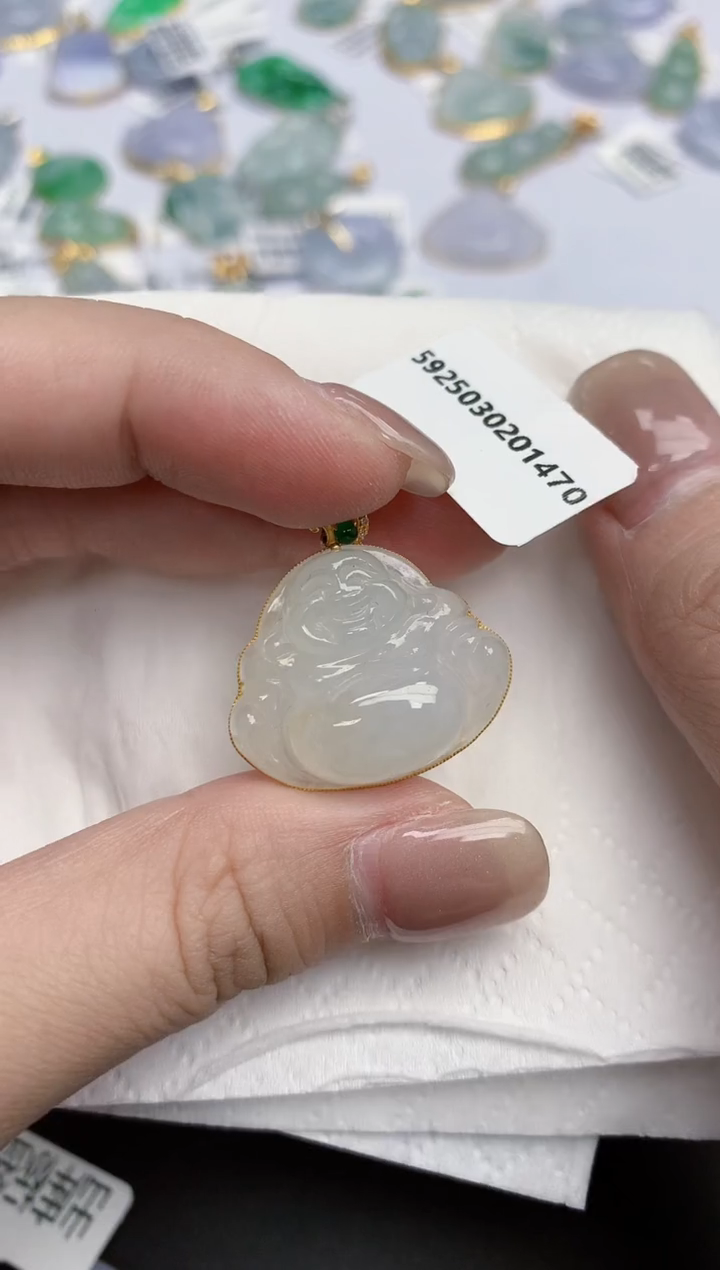 【闪购商品】翡翠颈饰18K金镶嵌天然缅甸翡翠A货