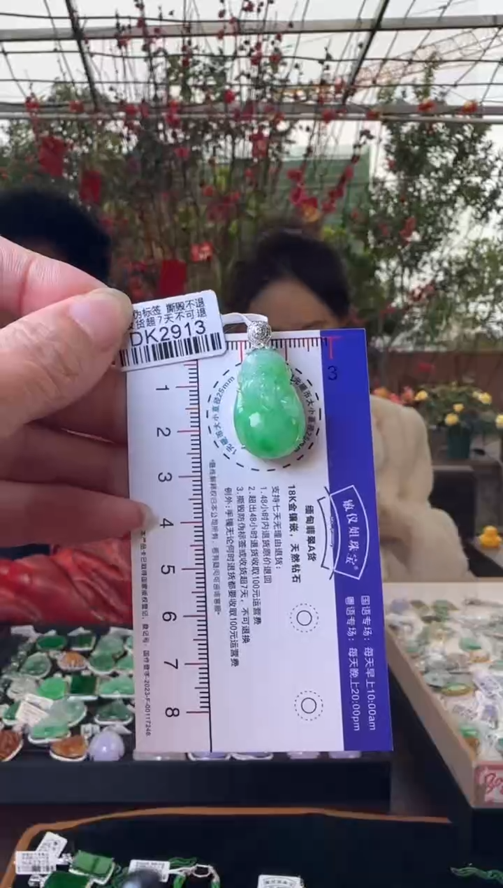 【闪购商品】翡翠颈饰18K金镶嵌DK2913冰绿财神