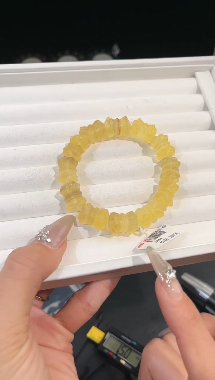 【闪购商品】萤石手链未镶嵌 多样性发一并蒂莲黄萤石