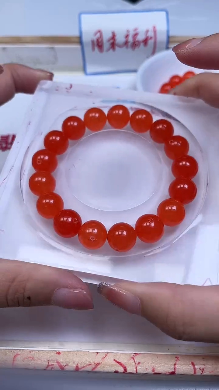 未镶嵌散珠南红玛瑙A1559 冰橘南红12mm8个9.9元