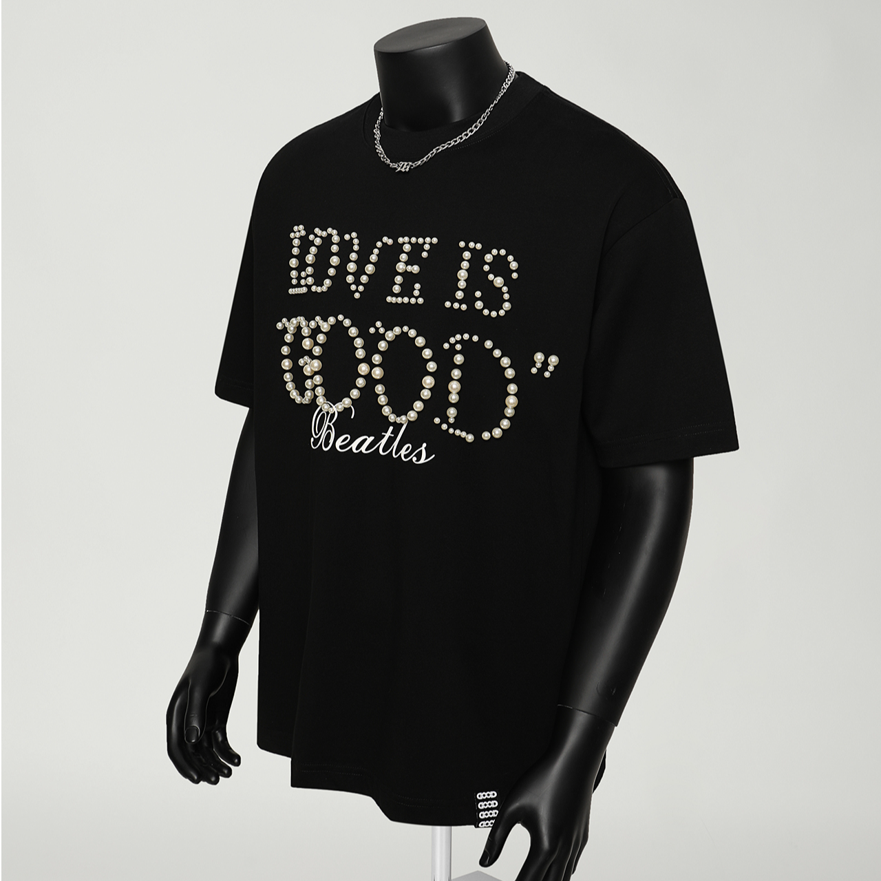 早春重磅新款2025/320G时尚国潮 GD珍珠镶嵌百搭网红爆款短袖上衣