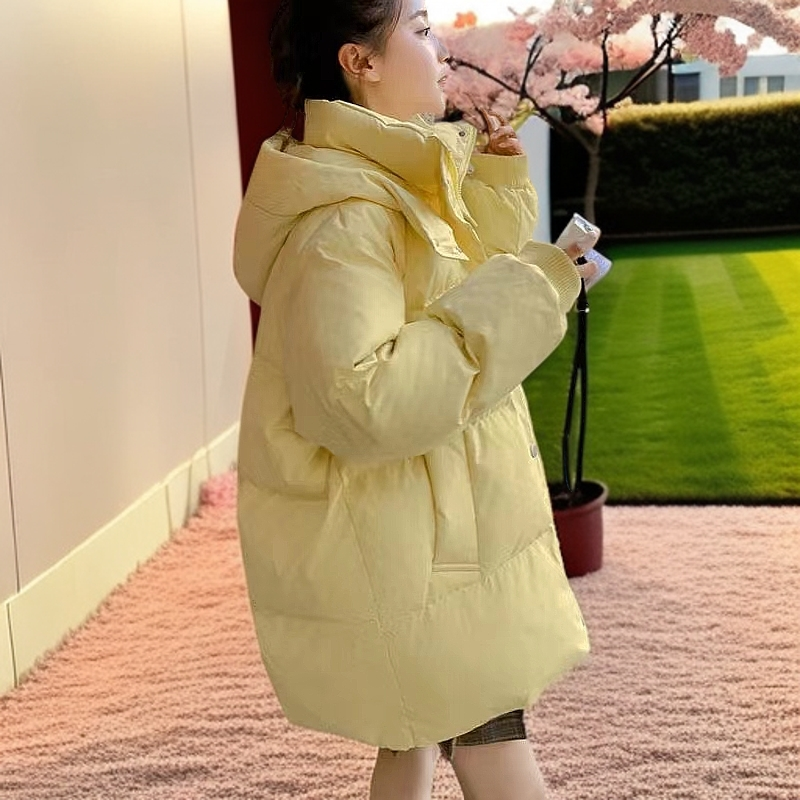 韩版宽松休闲棉服加厚冬季拼接短款外套面包服百搭连帽网红款