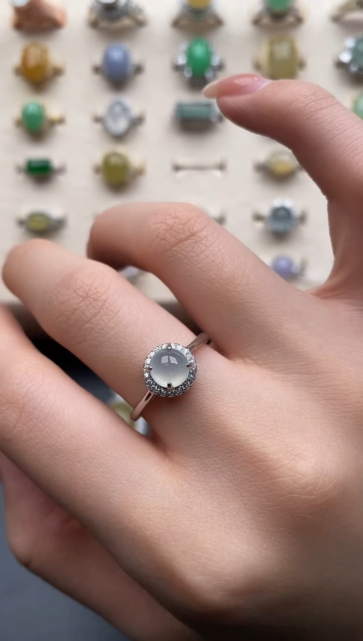 银S925镶嵌戒指翡翠@****y一物一证一礼盒