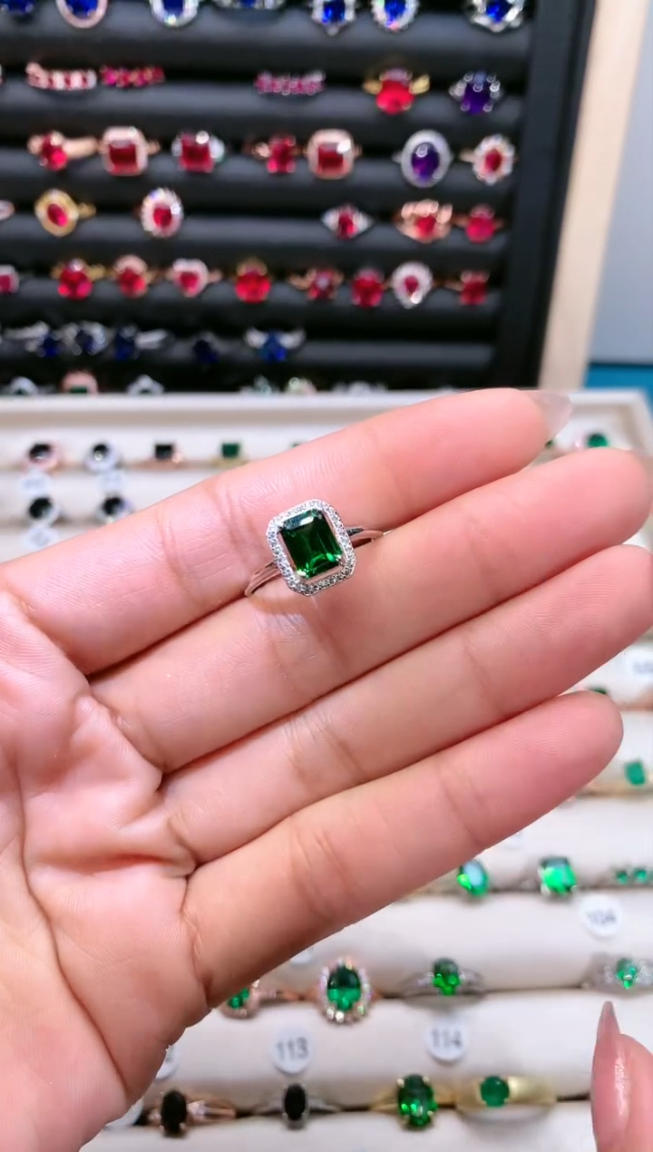 【闪购商品】透辉石戒指银S925镶嵌68