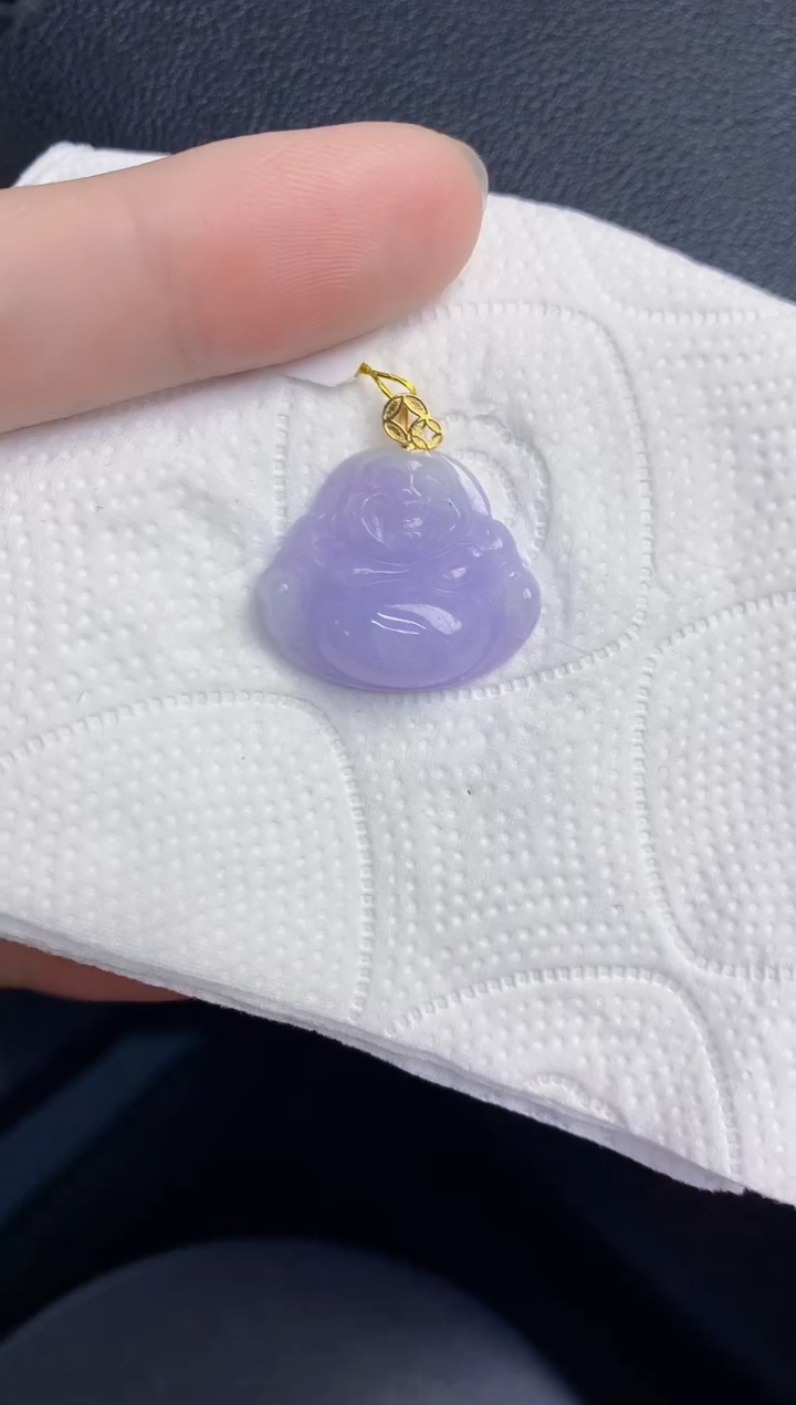颈饰18K金镶嵌翡翠天然翡翠缅甸A货