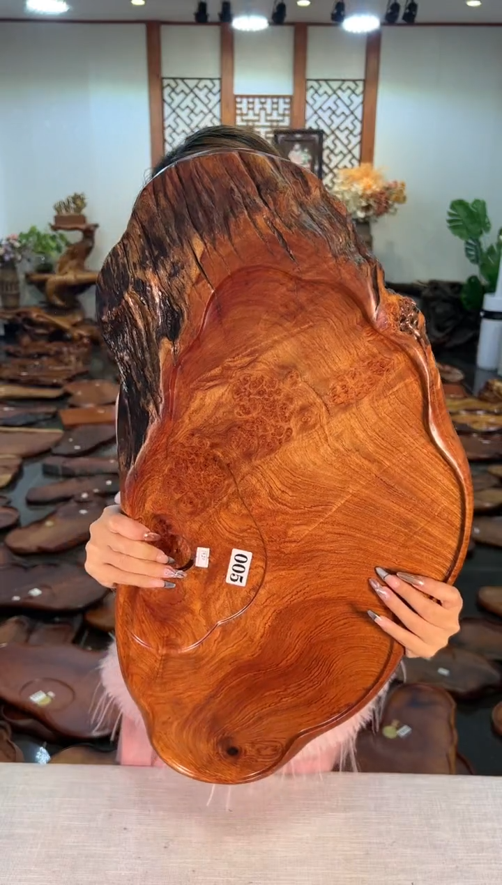 【闪购商品】大果紫檀（缅甸花梨）茶盘005