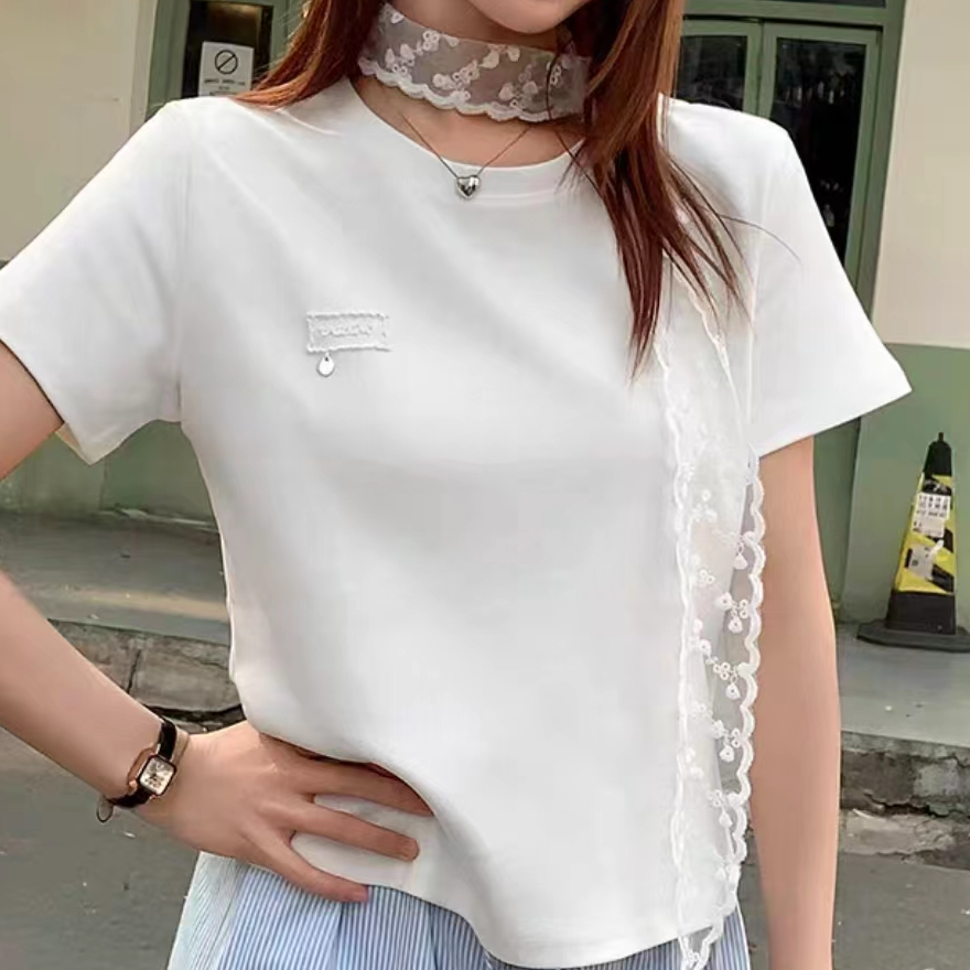 【艾萱萱】2552款圆领短袖T恤女装没有丝巾 约53