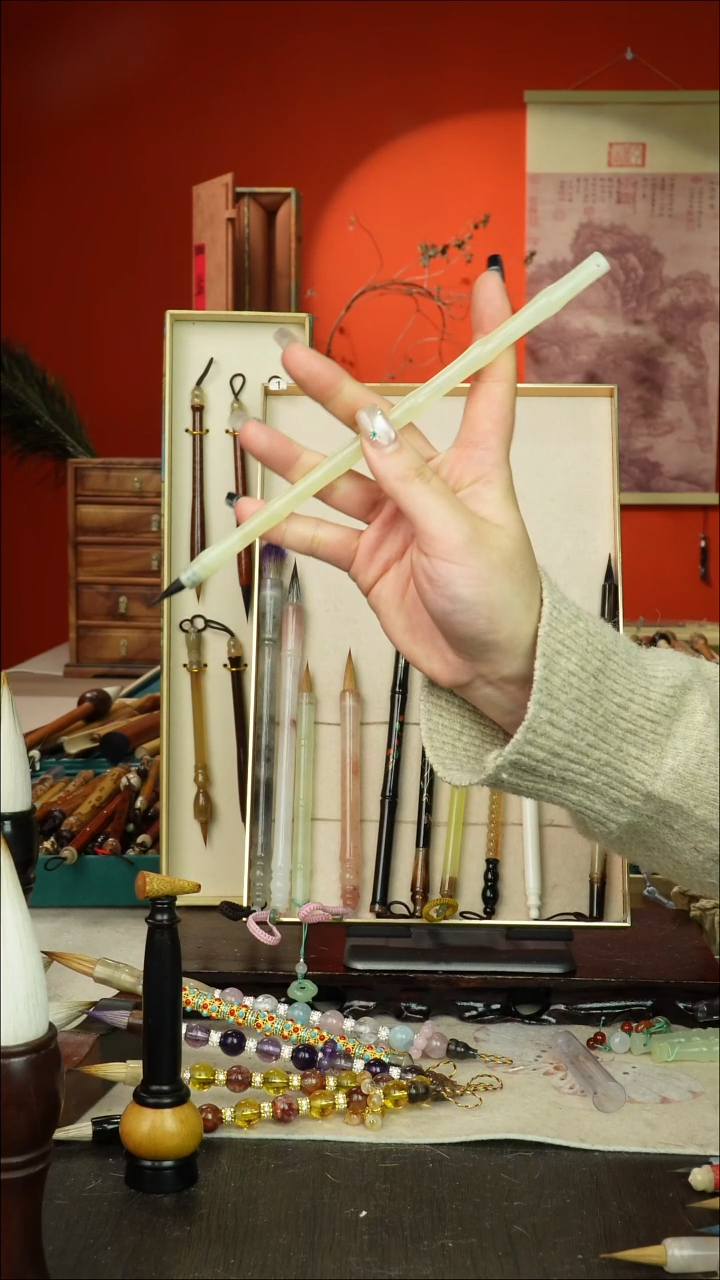 405号闪孤品高货毛笔链接 清水试笔 蘸墨不退