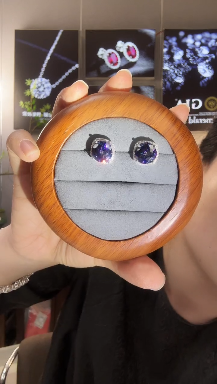 主播定制链接 紫色耳饰5ct