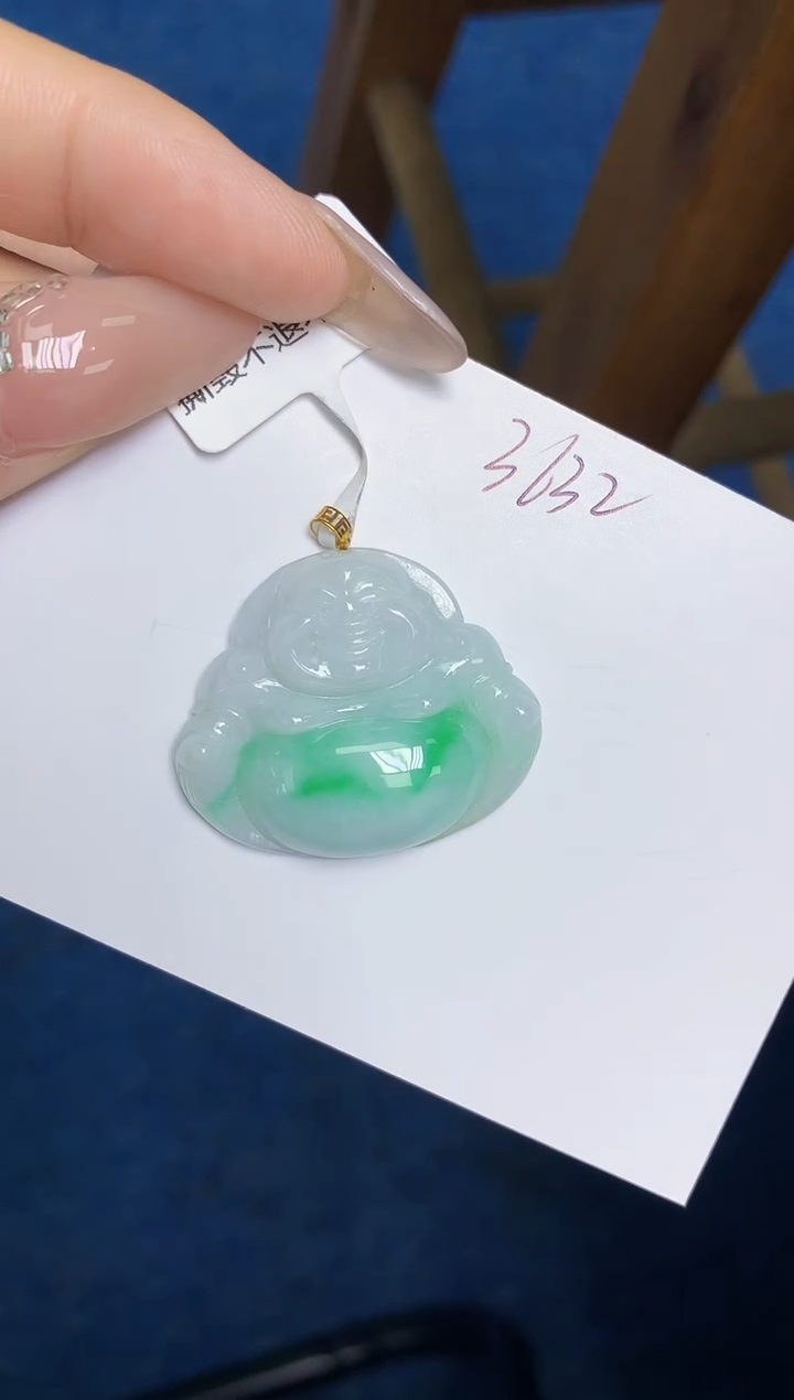 翡翠18K金镶嵌颈饰 天然缅甸翡翠A货
