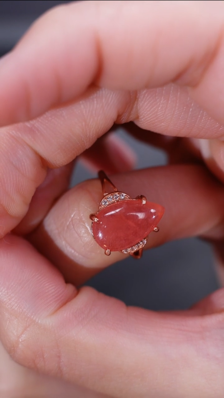 菱锰矿（红纹石）银S925镶嵌手饰手饰