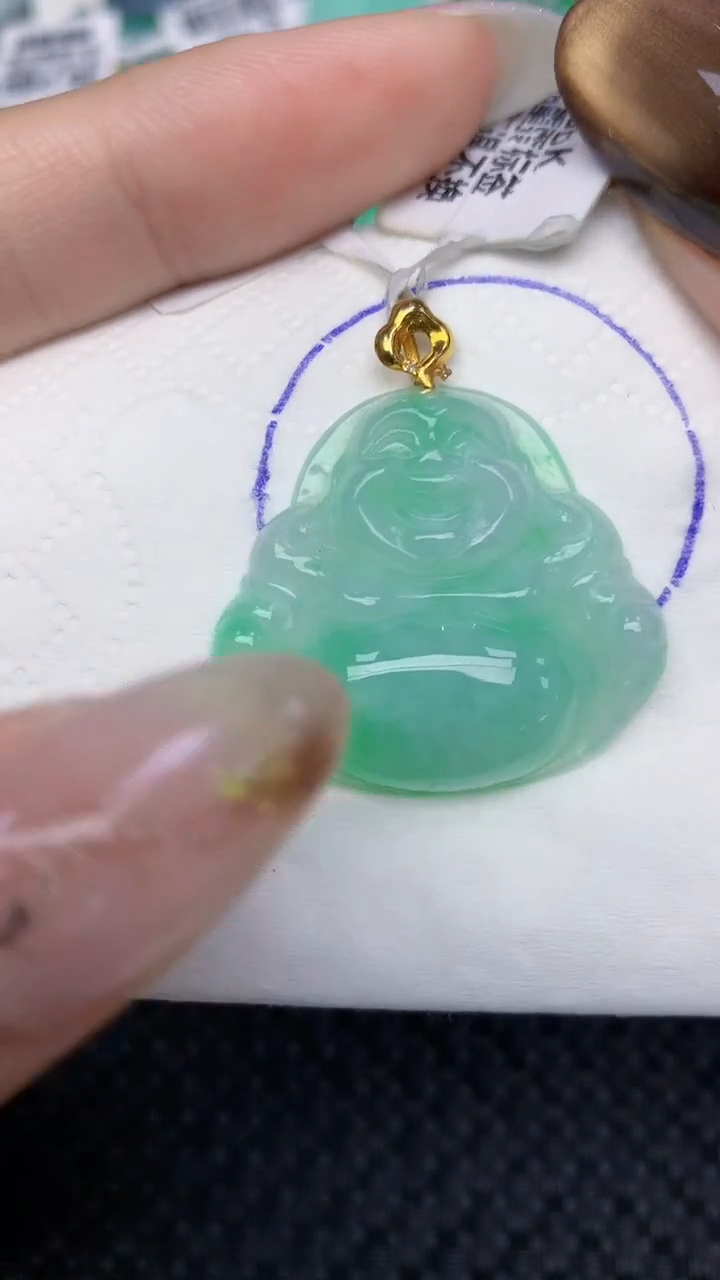 颈饰18K金镶嵌翡翠天然缅甸翡翠a货百元以上9元证书费自理
