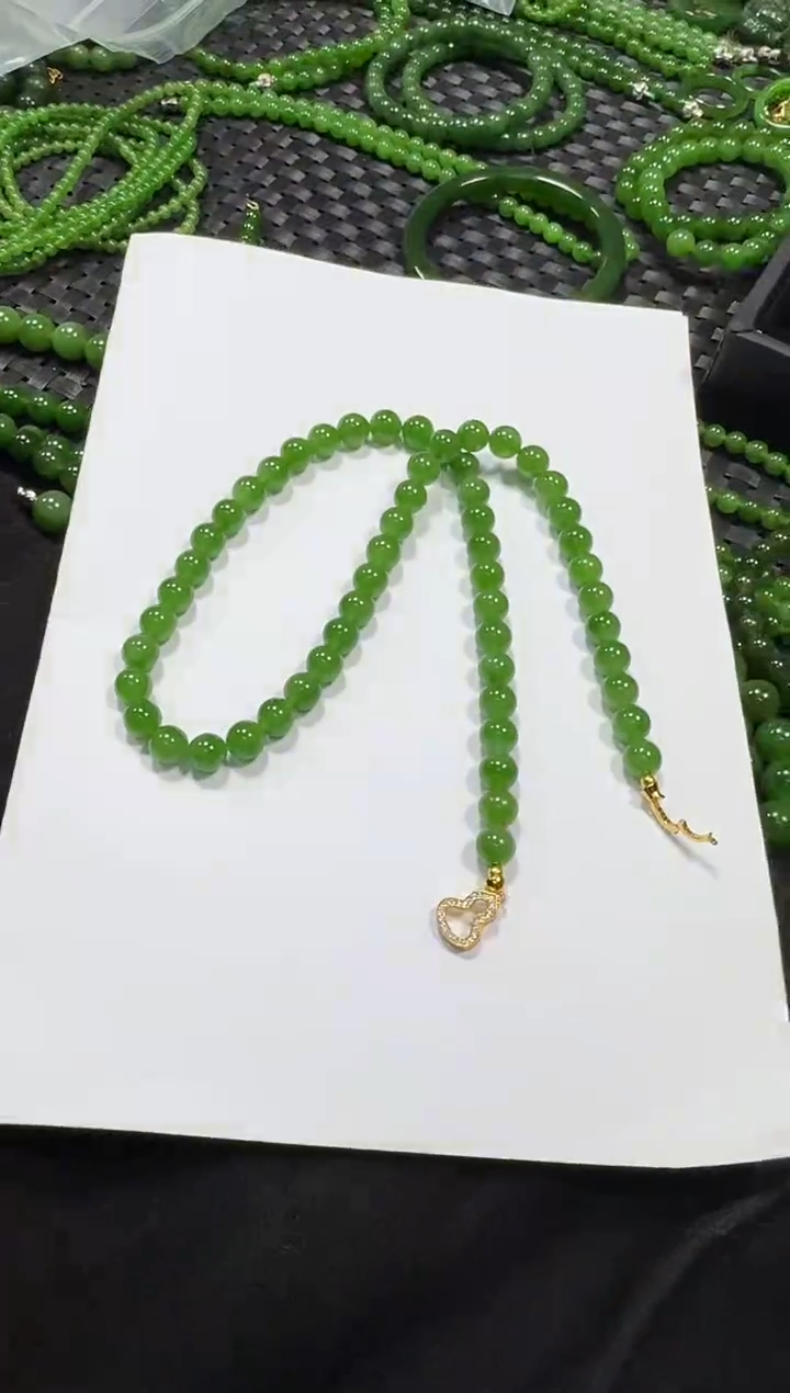 项链未镶嵌和田玉（碧玉）冰阳妈妈链无黑点