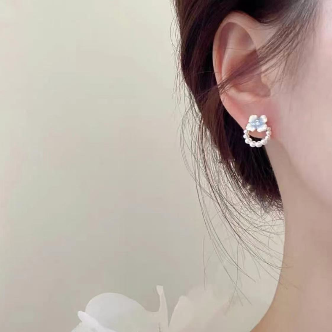 铜合金耳饰 女日韩植物花卉法式简约耳钉小巧精致耳饰N2556