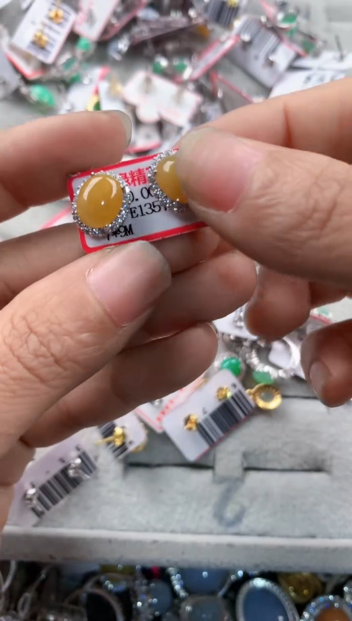 银S925镶嵌戒指翡翠5555---9