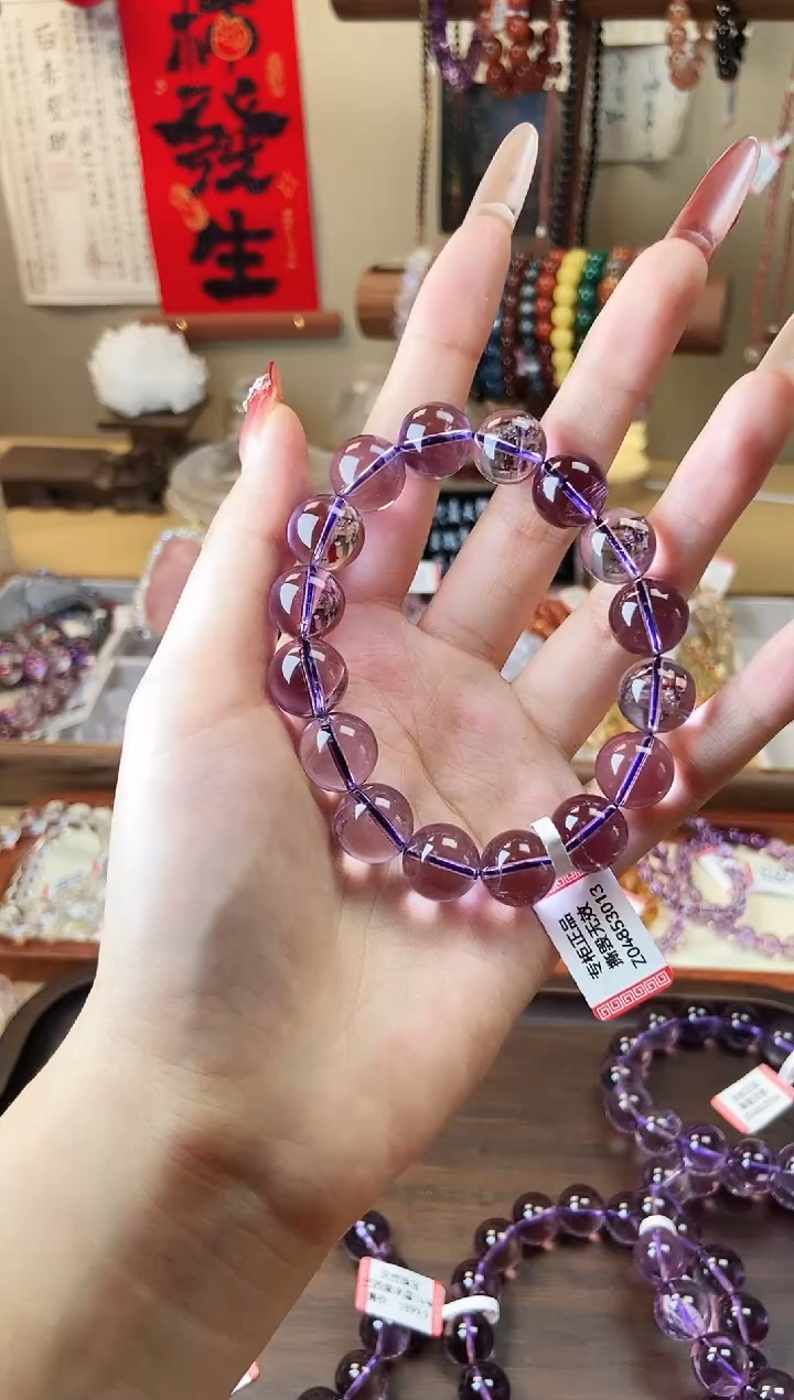 【闪购商品】水晶手链未镶嵌巴西紫水晶13mm