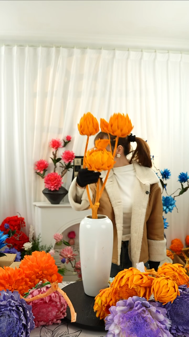 永生洋蓟 霸王花3头叶片有伤【落日橙】A17