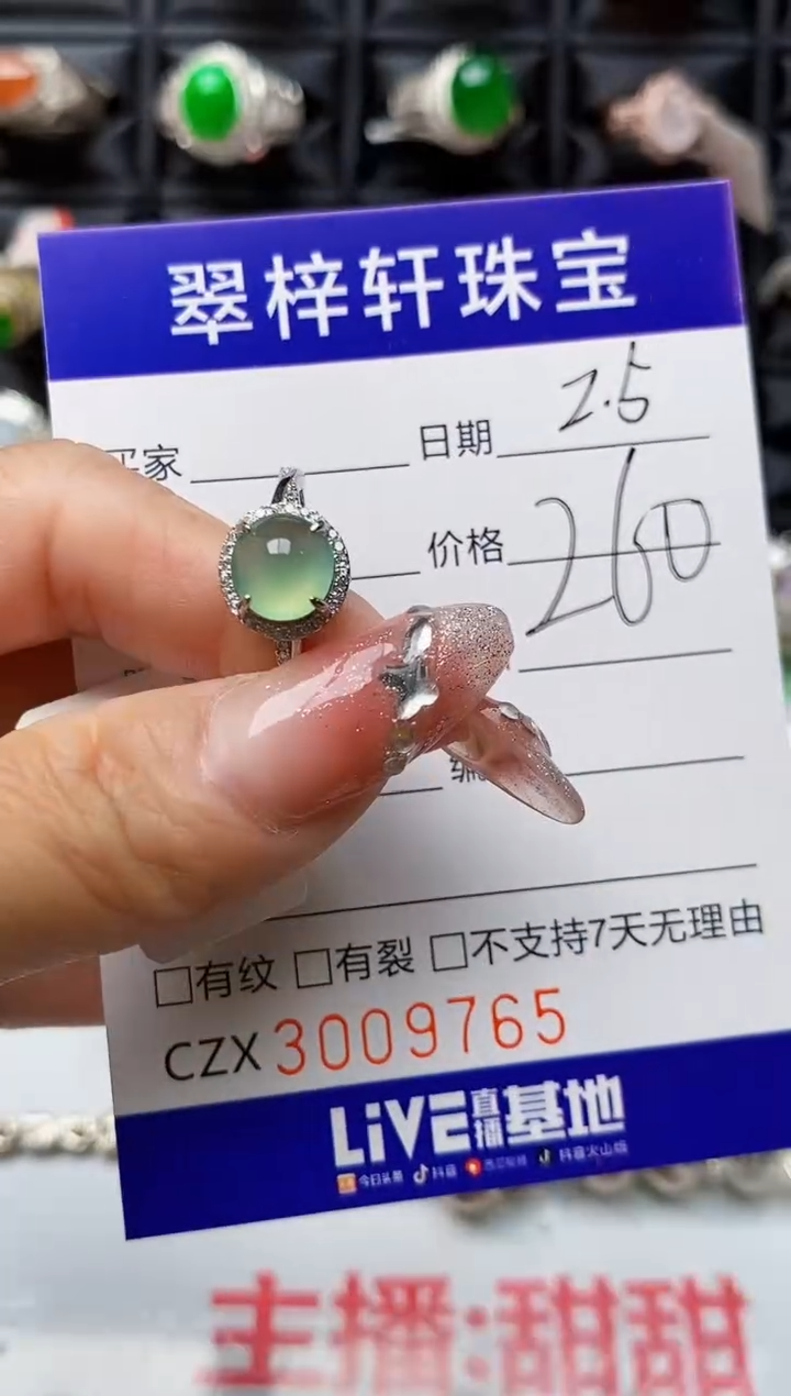 【闪购商品】翡翠戒指银S925镶嵌9765
