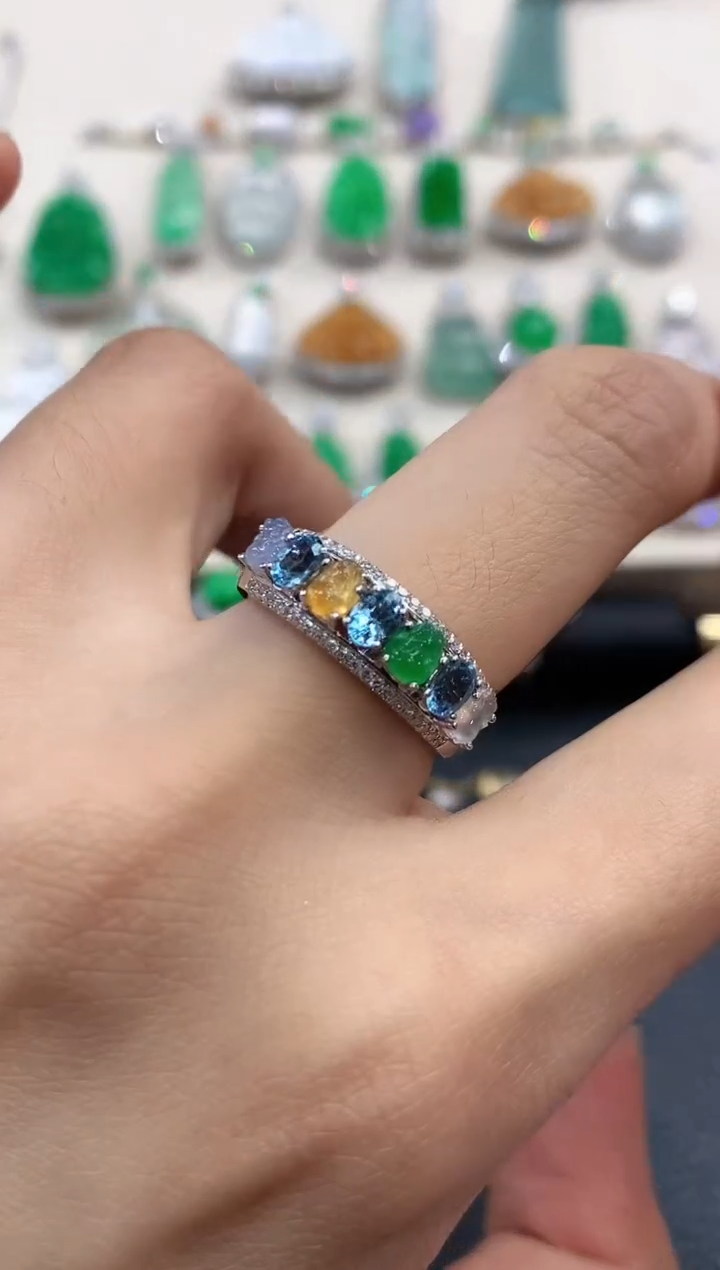 【闪购商品】翡翠戒指18K金镶嵌D28   