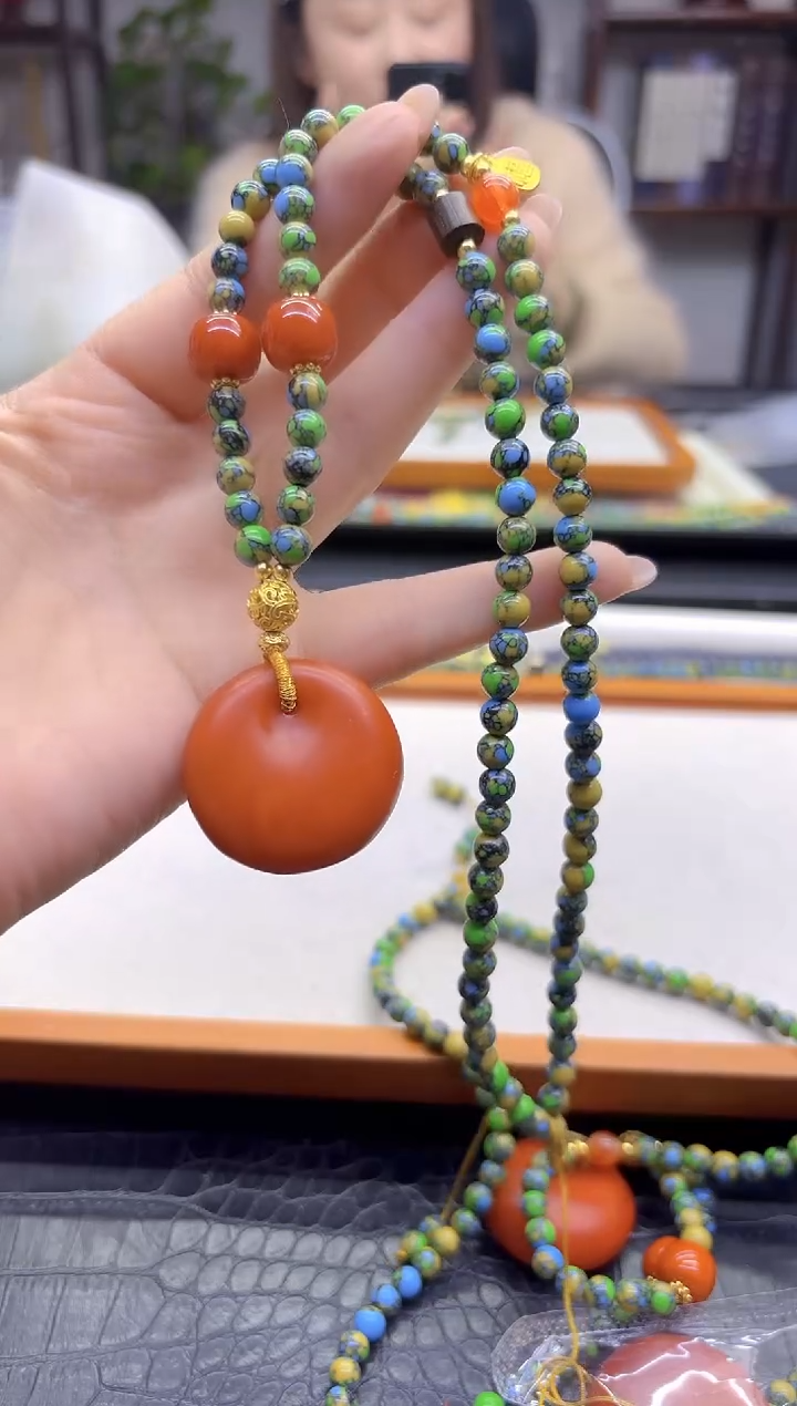 蜜蜡毛衣链未镶嵌DIY款M12