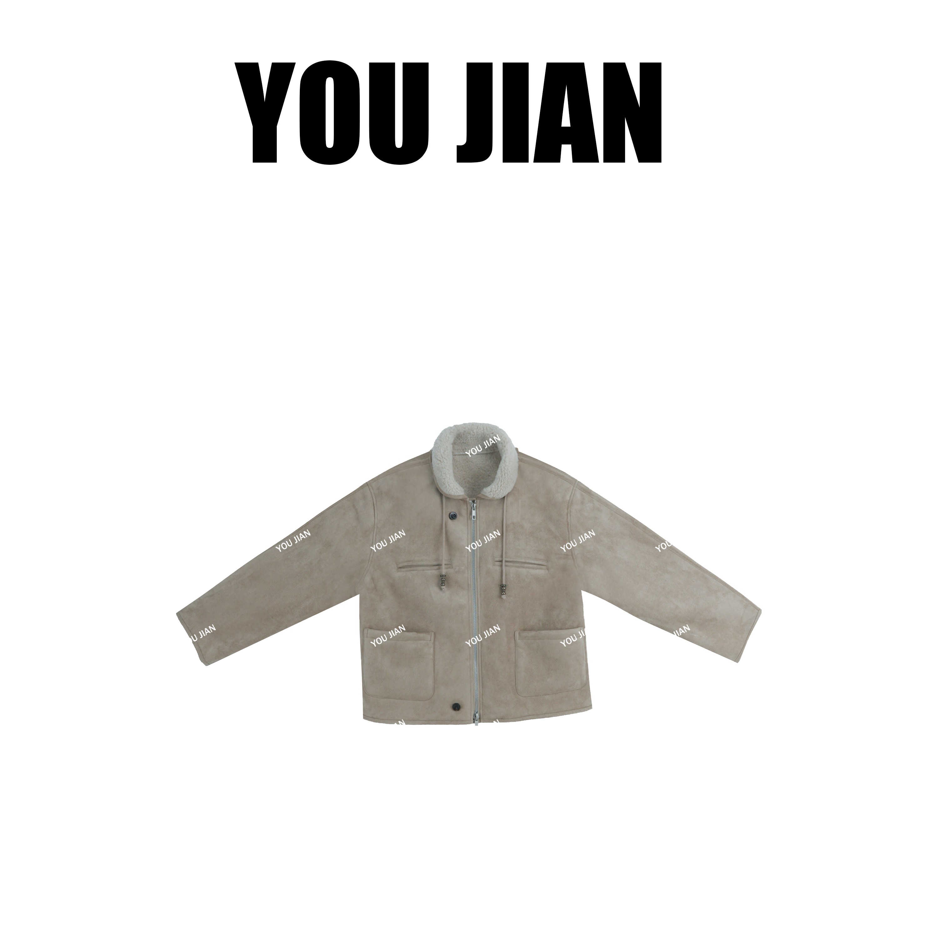 暖调流年～夯货～韩代款皮毛一体翻领毛毛外套厚实保暖