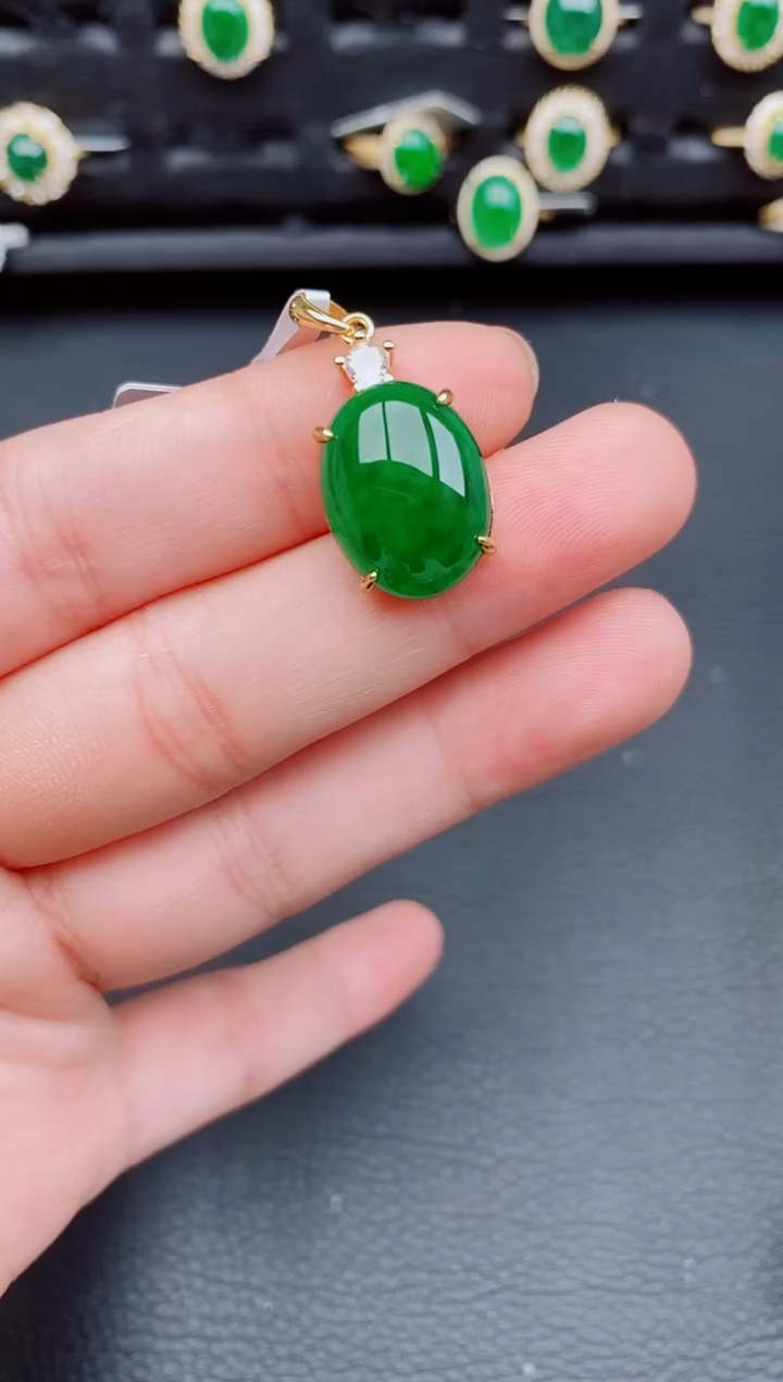 【闪购商品】翡翠颈饰银S925镶嵌天然a货翡翠251