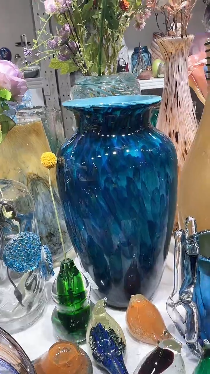 【闪购商品】琉璃40高孔雀蓝琉璃花瓶