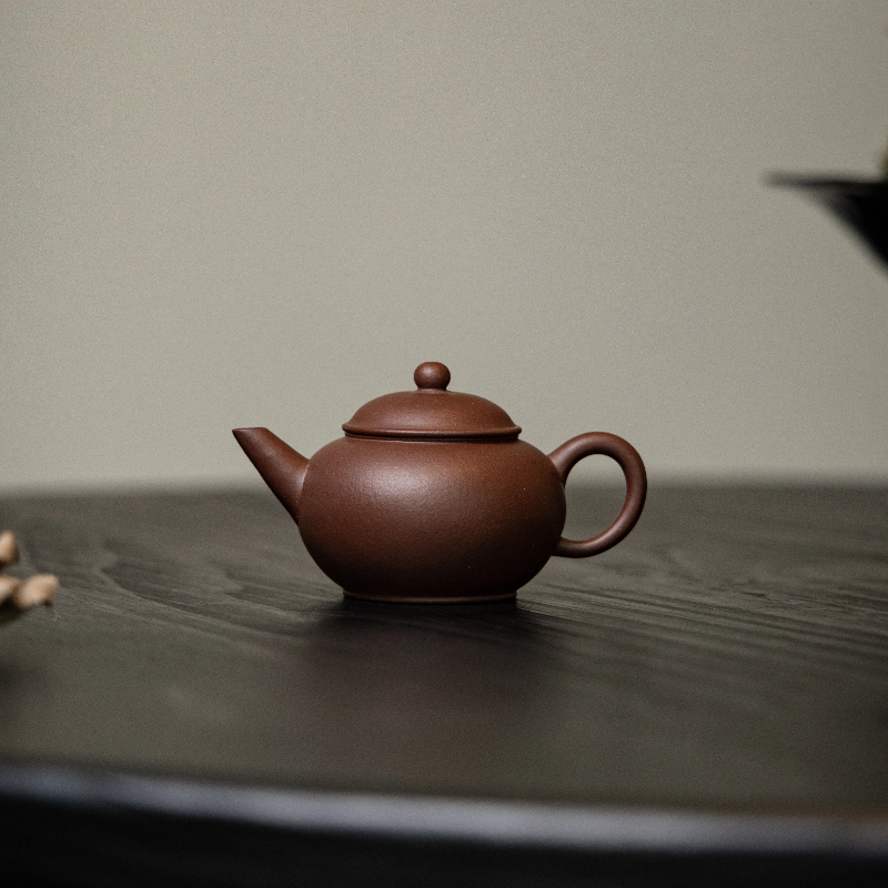 知餘造器 水平紫砂壶宜兴紫砂壶原矿紫泥80CC内推孔茶壶