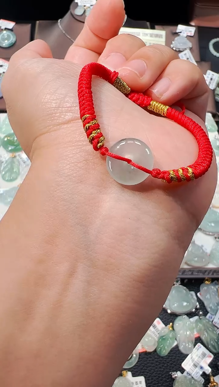 【闪购商品】翡翠吊坠(不含链)18K金镶嵌平安扣手绳